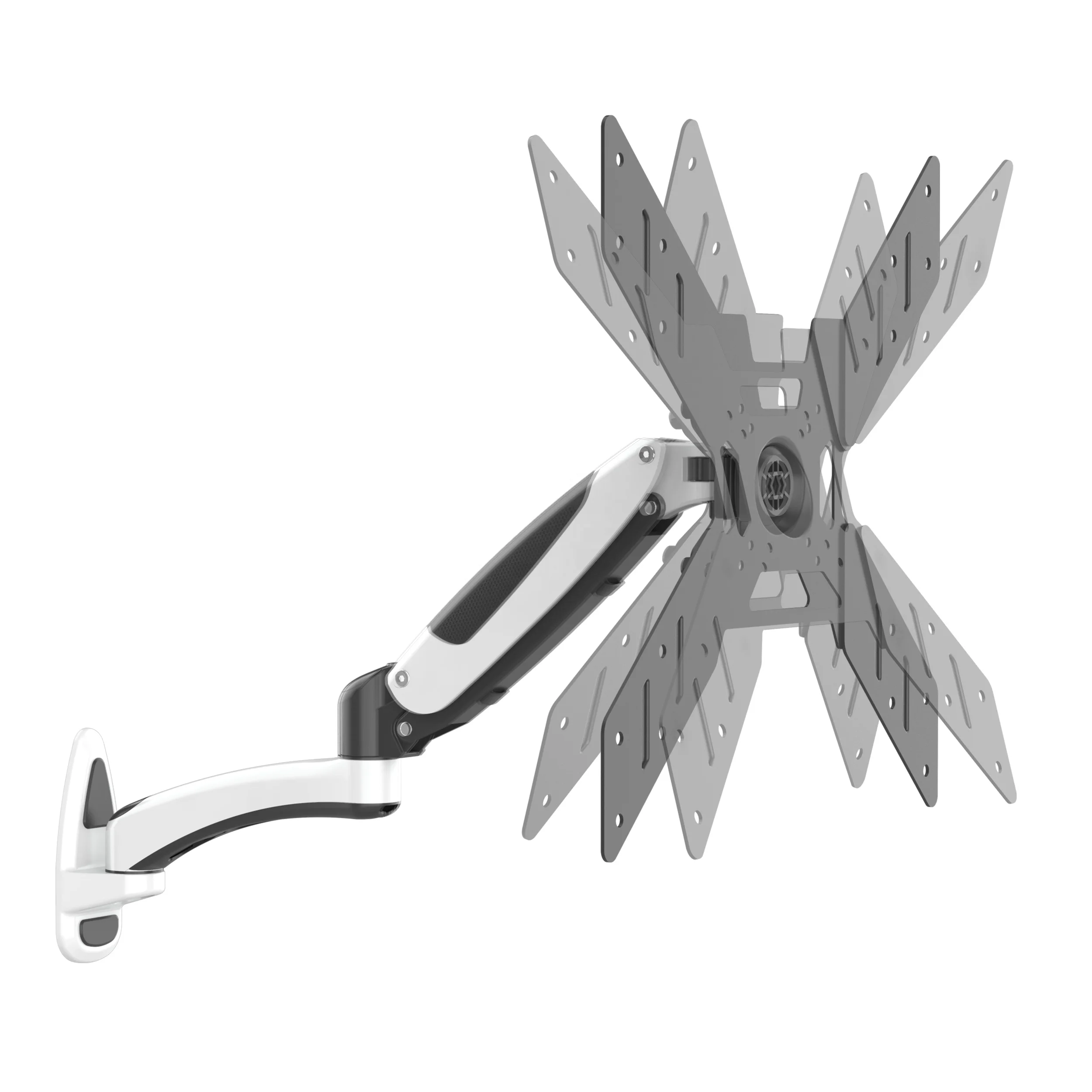 Wall Mount Aluminum Structure Adjustable Single Screen LCD Monitor Arm External Cable Management 20KG Capacity Stock
