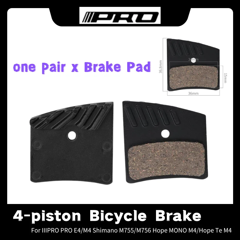 IIIPRO E4 Disc 4-piston Bicycle Brake Pad Ceramic Copper-base Brakes For E-4/M4 M755/M756 Hope MONO M4/Hope Te M4 Cycling Parts