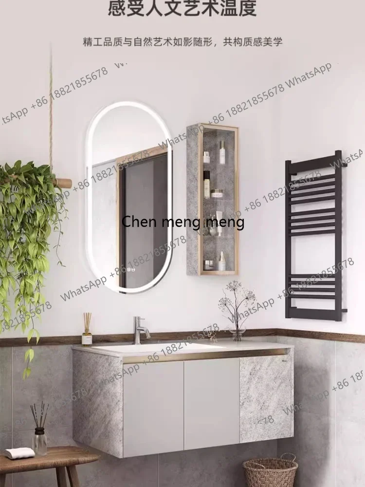 

F150 Mocha stone pattern bathroom combination cabinet rock slab countertop toilet face wash table