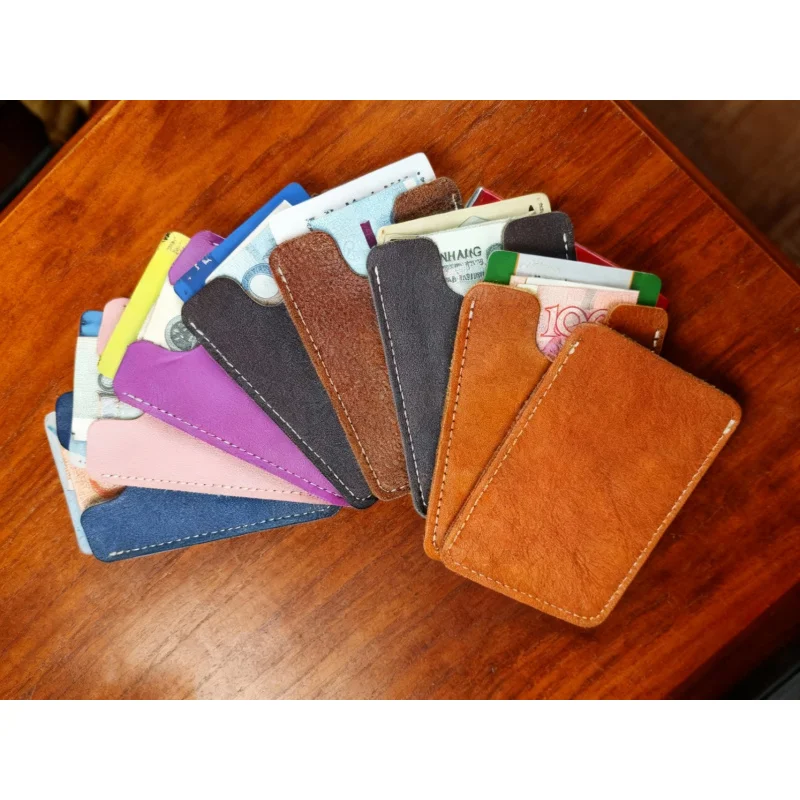 

New Cow Leather Men's Card Bag Coin Purse Slim Credit Card Holder Wallet For Men and Women ID Card Pocket