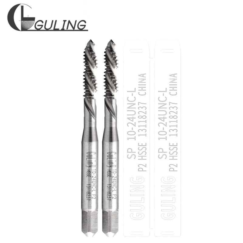 GULING HSSE-M35 JIS Standard Left Hand Spiral Fluted Tap UNC 4-40L 6-32L 10-24L 1/4 3/8 UNF 10-32L Machine Screw Thread Taps