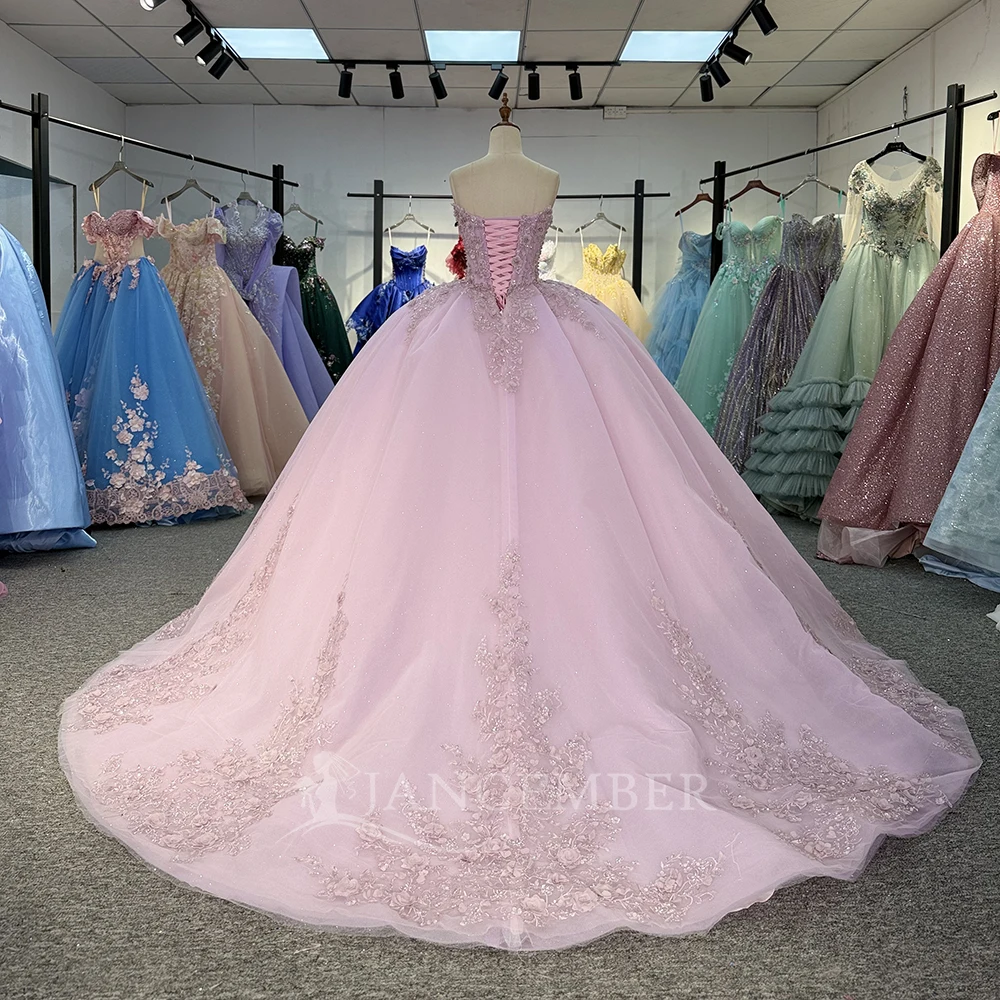 Customized Party Dress Ball Gowns Bead Quinceanera Dresses Strapless Floor-Length Birthday Organza vestidos de 15 quinceañera