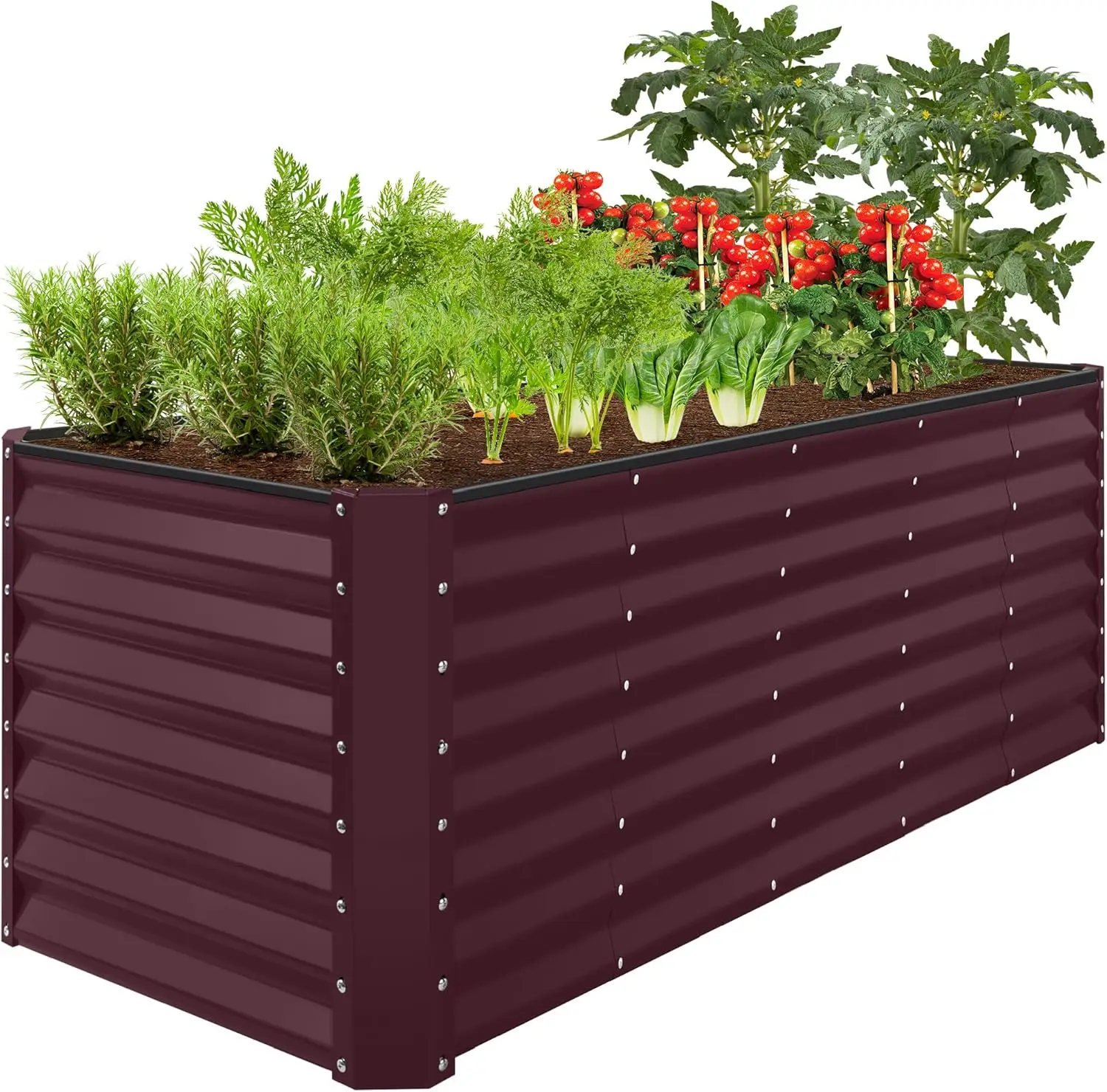 

8x2x2ft Raised Outdoor Metal Garden Bed Rectangular Planter Box for Herbs Flowers and Deep Root Vegetables w 240 Gallon Capacity