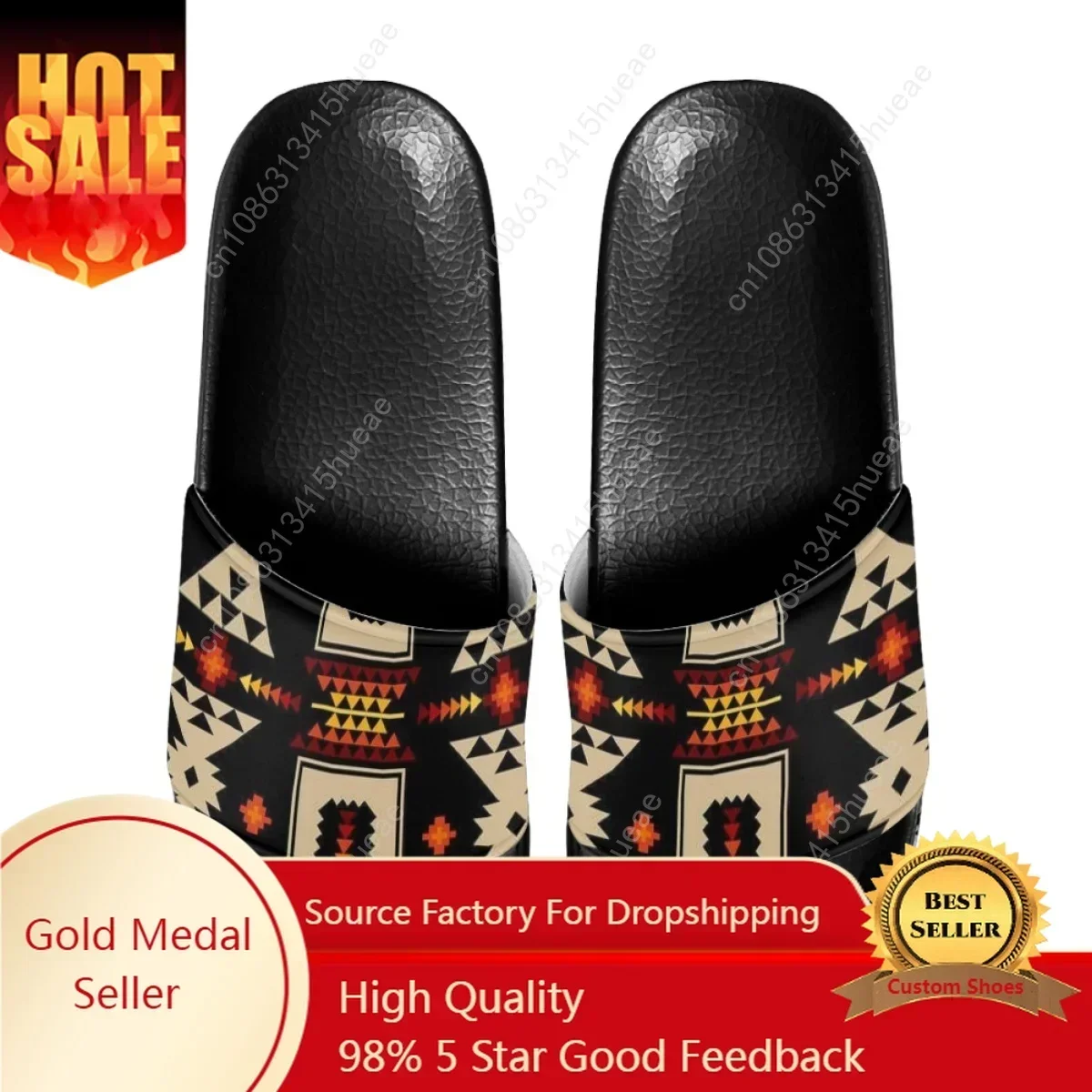 2023 High Quality Ladies Bathroom Slippers Tribal Style Casual Indoor Outdoor Flat Non-slip Sandals Slides Teacher's Day Gift