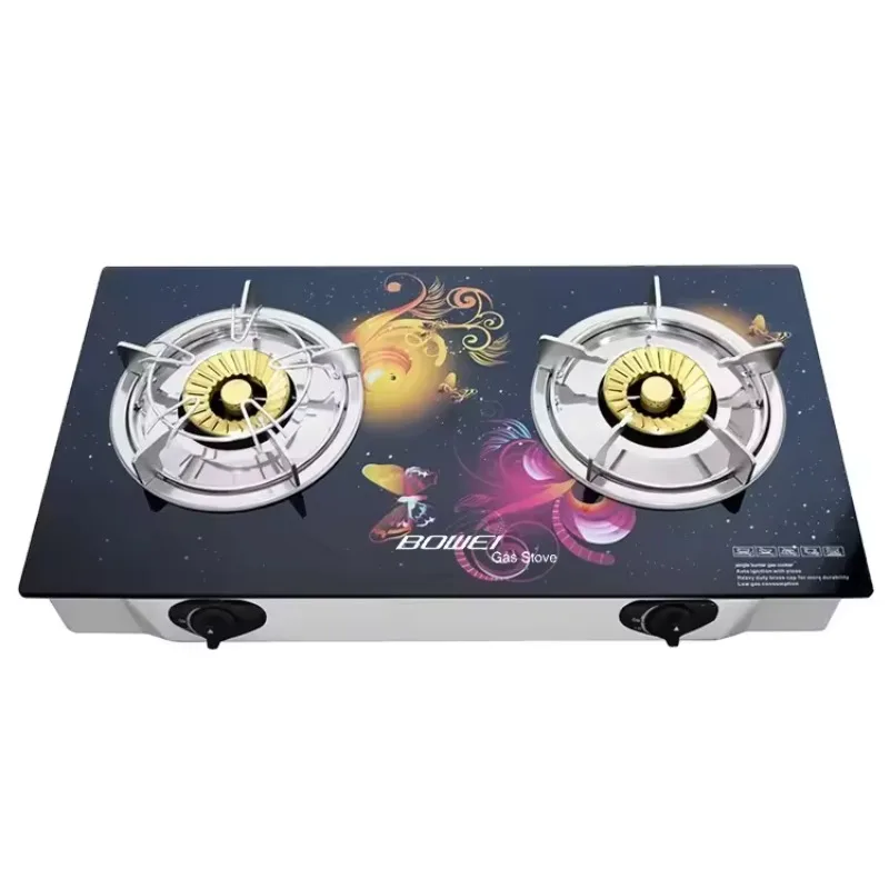 

Высококачественная газовая варочная панель из закаленного стекла для домашнего использования, портативная газовая плита с двойной конфоркой, повар