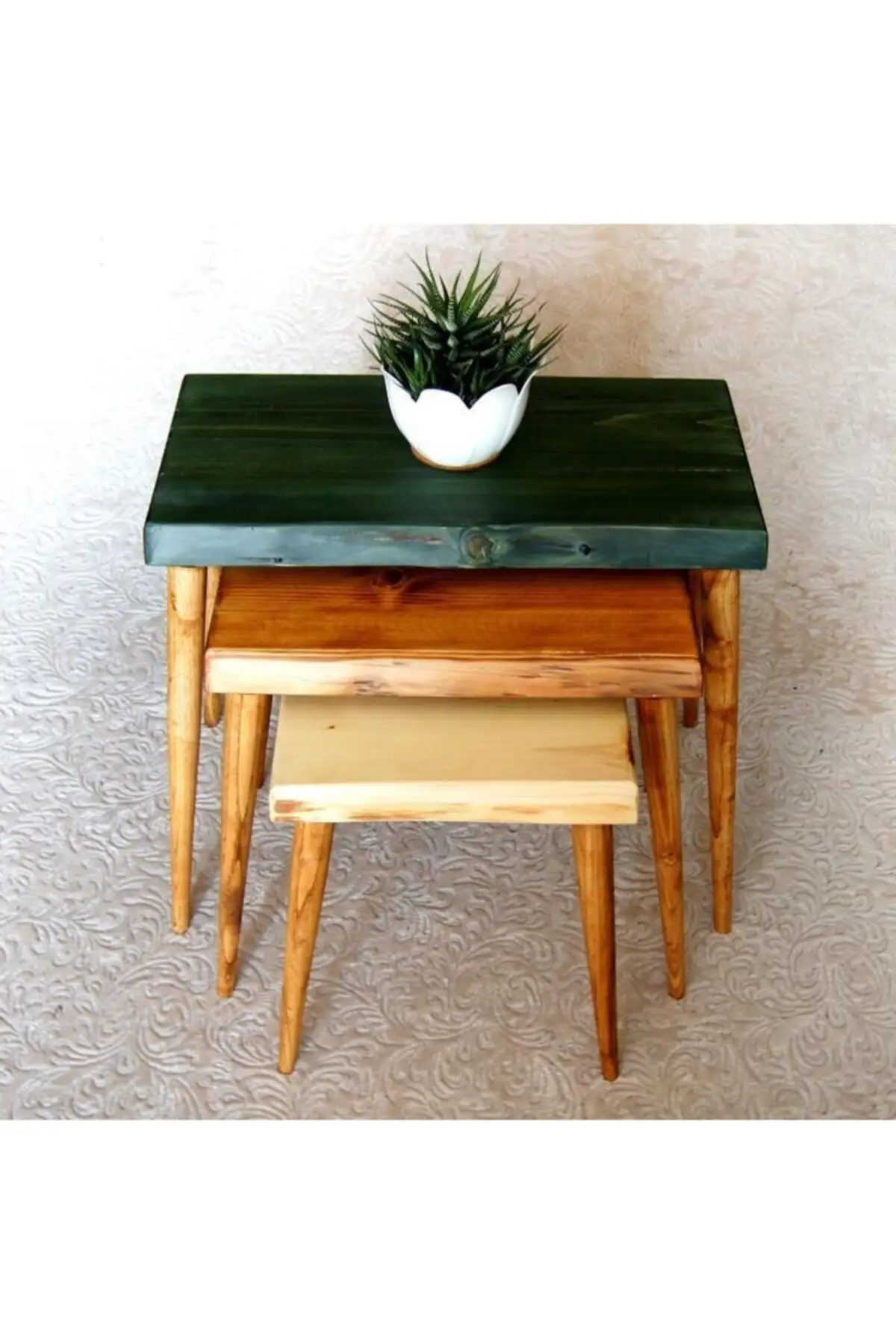 Solid Wood Coffee Table Side Table Table Basse Naturel 3 Pcs Rectangle Solid Service Real Wood Very High Quality Thick craftsmans