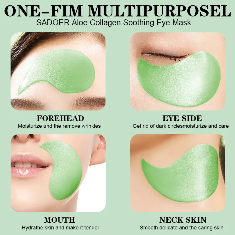 60pcs Aloe Vera Collagen Eye Mask Anti Dark Circles Eyes Bags Moisturizing Firming Hyaluronic Acid Gel Eye Patches Eyes Skincare