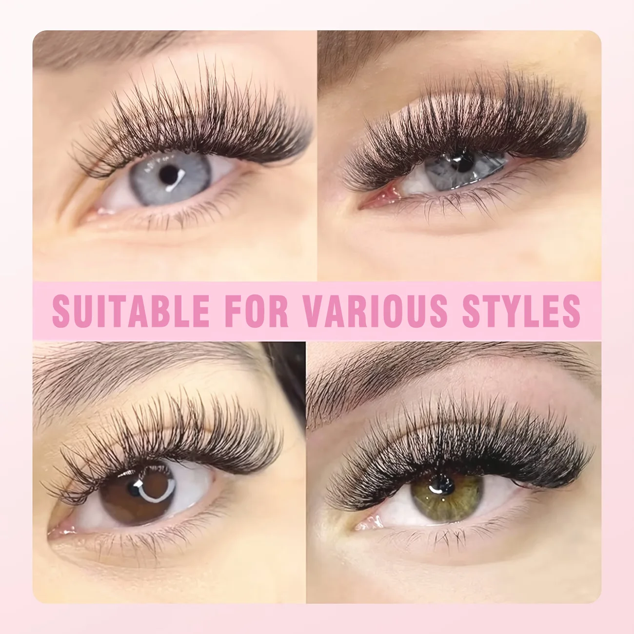 10D15D 20D Flourishing Lashes Private Label D Vorgefertigte Wimpernverlängerungen Kurzer Stiel Synthetische Nerz-Wimpern