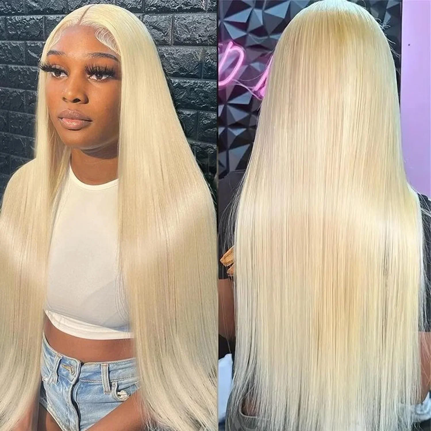 

Светлые парики 613 Blonde с кружевной передней частью 13x6, HD-парики из натуральных волос 613 с кружевной передней частью для женщин, 40-дюймовые длинные прямые парики из натуральных волос, которые можно окрашивать.
