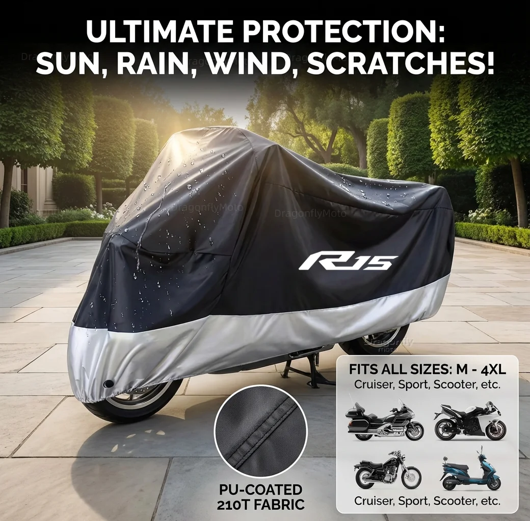 

For YAMAHA YZFR15 YZF-R15 R15 V3 V3.0 All Season Motorcycle Cover Silver Black Waterproof Dustproof UV Protection