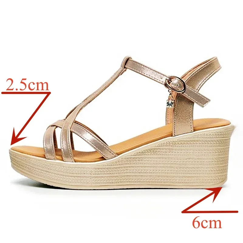 Small Size 32-43 Comfortable Chunky Platform Wedges Sandals Summer 2024 Women\'s High Heels Shoes for Office Beach Mom Work