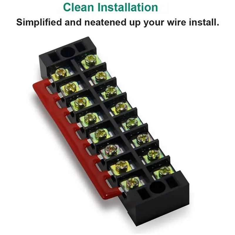 DT39 32Pcs 8P Terminal Block Kit with Shorting Bar, TB1505 Flame Retardant Copper Double Row Screw Terminal, Pre-Insulated
