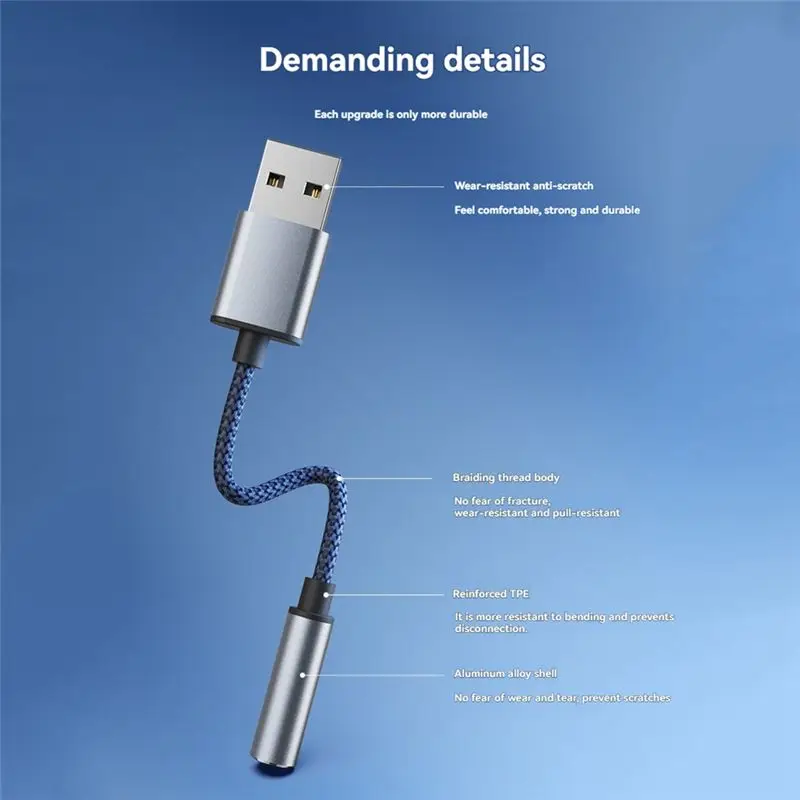 Y47A USB to 3.5mm Audio Adapter, External Stereo Sound Card, USB A to 3.5mm Female Jack for Headphone Mic, Plug and Play for PC