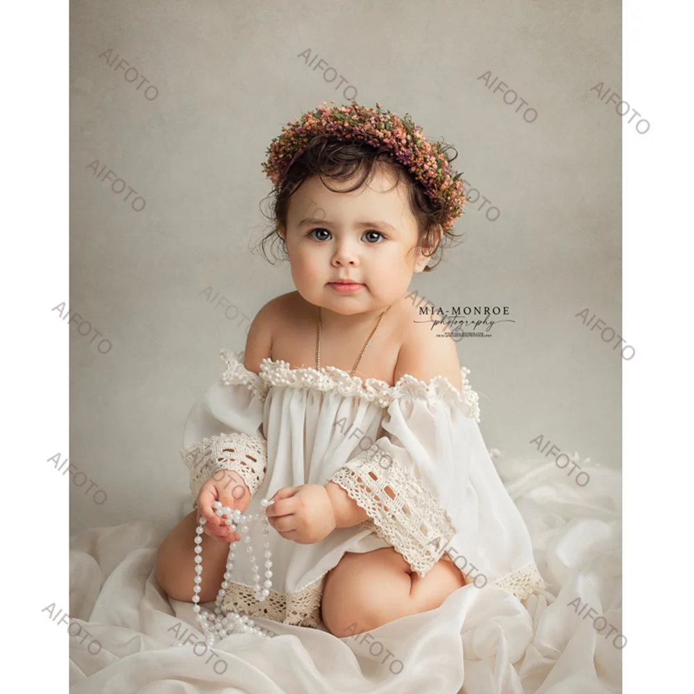 

Baby Girl Clothes Newborn Photography Prop Dress Strapless Shoulder Flower Lace Skirt Outfit Infant Photo Shoot Suit Accessories