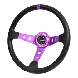 Tiypeor Universal PU Material 14inch 350mm Electroplating Bracket Steering Wheel for Car Volante