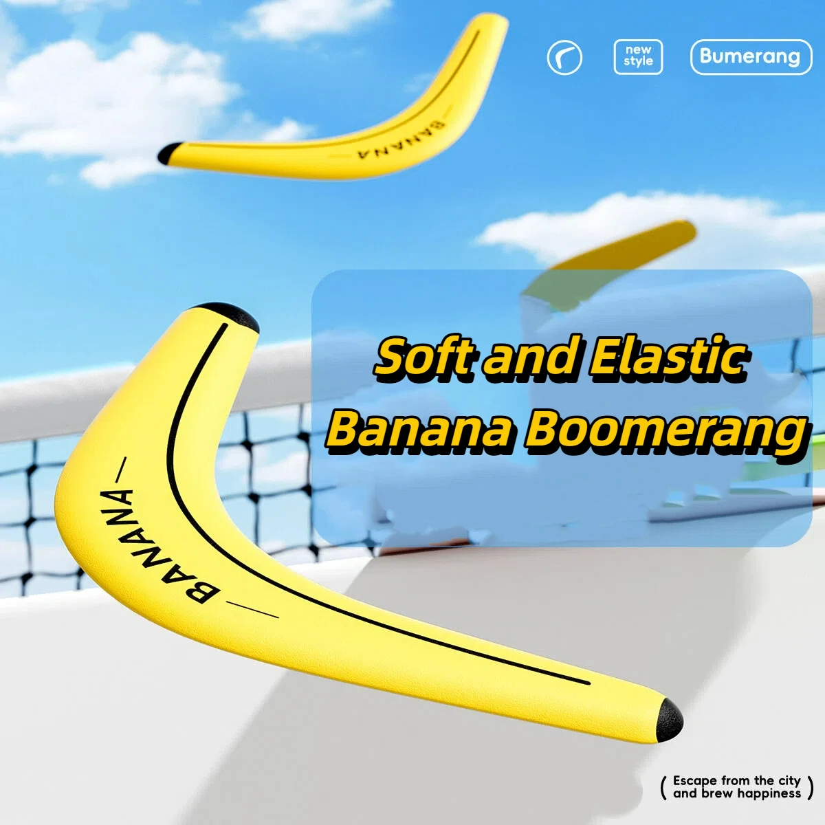

Soft and Elastic Sports Throwback Banana V Shaped Boomerang Flying Disc Throw Interactive Toys for Kids Adults