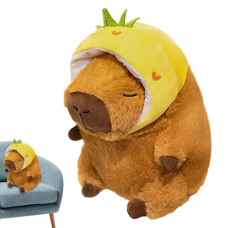 Almofada de pelúcia recheada para crianças e adultos, simulação capivara fofa, boneca marrom, brinquedo animal macio