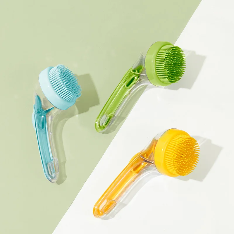 Dog Cat-Specific Handle Scrubbing Brush Plastic Can Hold Bath Gel Massage Cleaning Tool