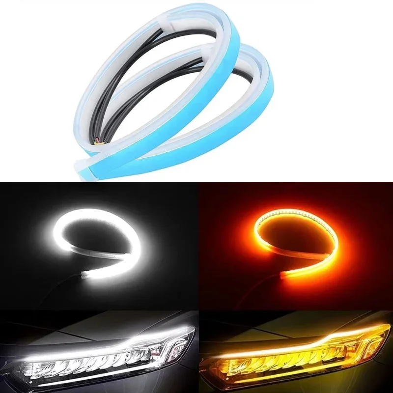 

30/45/60CM Car LED front grille headlights daytime running lights water turn signal decorative strip, car accessories decoration