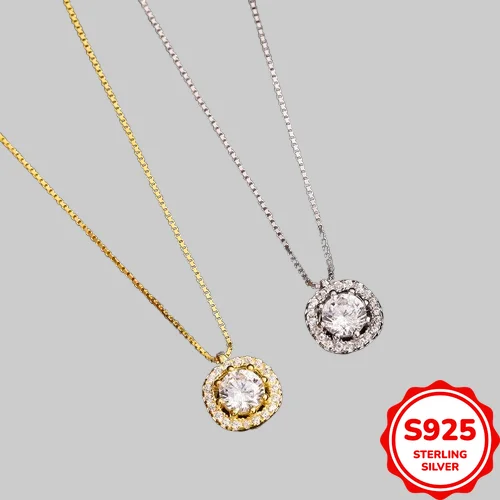 

Элегантное и стильное женское универсальное ожерелье из серебра S925 с квадратным полым цирконом на четырех крапанах для повседневной носки