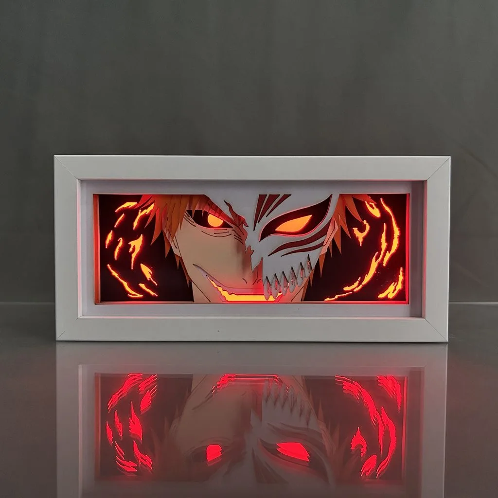 

Bleach Cos Kurosaki Ichigo Picture For Bedroom Night Light Anime Art Lamp Paper cut Atmosphere Lamp 3D Paper Birthday Present