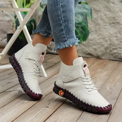 Orthopedic Shoes Soft Leather Flats Women's Driving Loafers Fur Moccasins Woman Cushion Sneaker Mom Red Plush Shoes Big Size 42