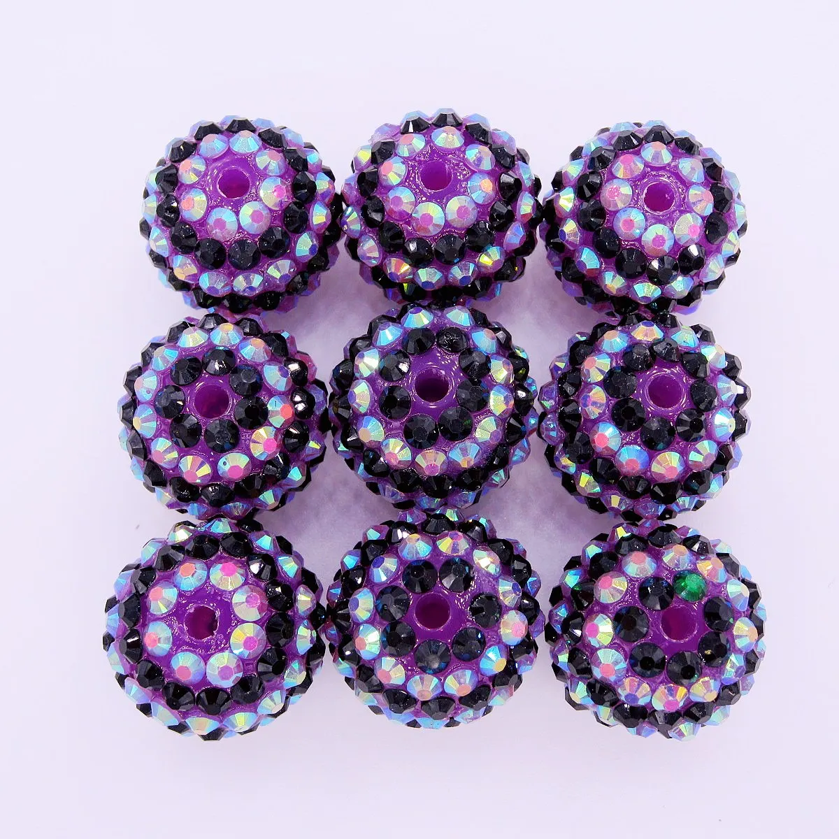 High Quality 20MM Two-tone Striped Resin Rhinestone Beads Girls DIY Beaded Chunky Bubblegum Necklace Making Material 50PCS/Lot