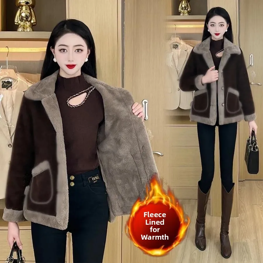 الراقية Fce مبطنة معطف الصوف Thiened ort Sli الخريف الشتاء المرأة Faion الدافئة القطن Jaet الوقوف طوق طويل...