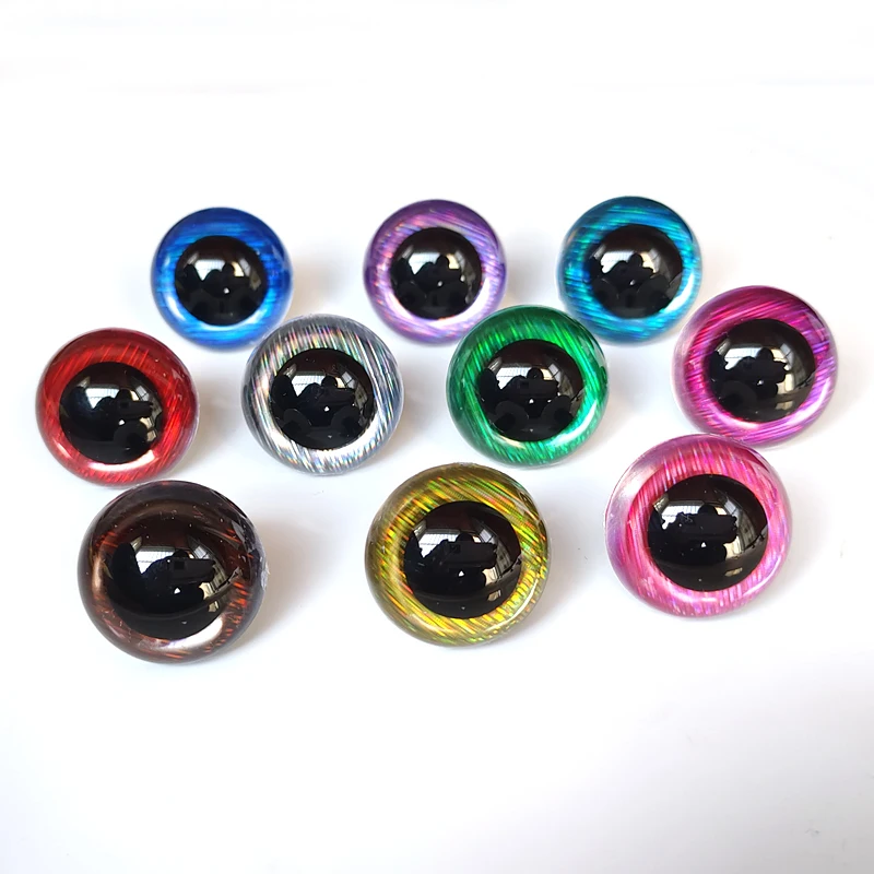 

12-24mm 10 Color Round Glitter Safety Toy Eyes Accessori For Doll