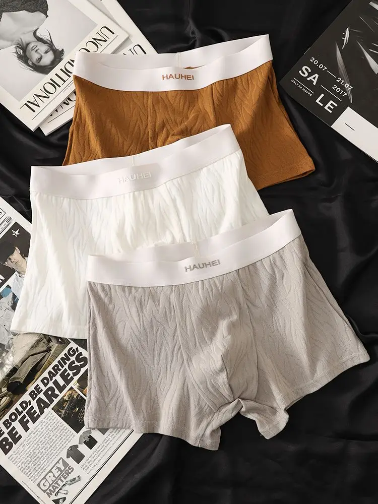 High Density Elastic Fabric New Men Cotton Underwear Texture Stripes New Comfortable Breathable Youth Short Shorts Square Shorts