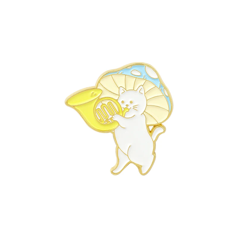 Pin Custom Bands Music Lover Hedgehog Frog Book Girl Cat Face Brooches Lapel Badge Cartoon Kawaii Jewelry Mushroom Garden Enamel