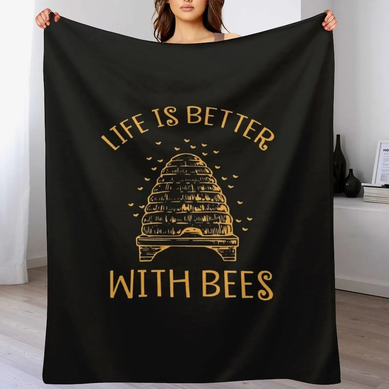 

Life Is Better With Bees Beekeeper Throw Blanket wednesday For Sofa Thin for babies Plush Blankets