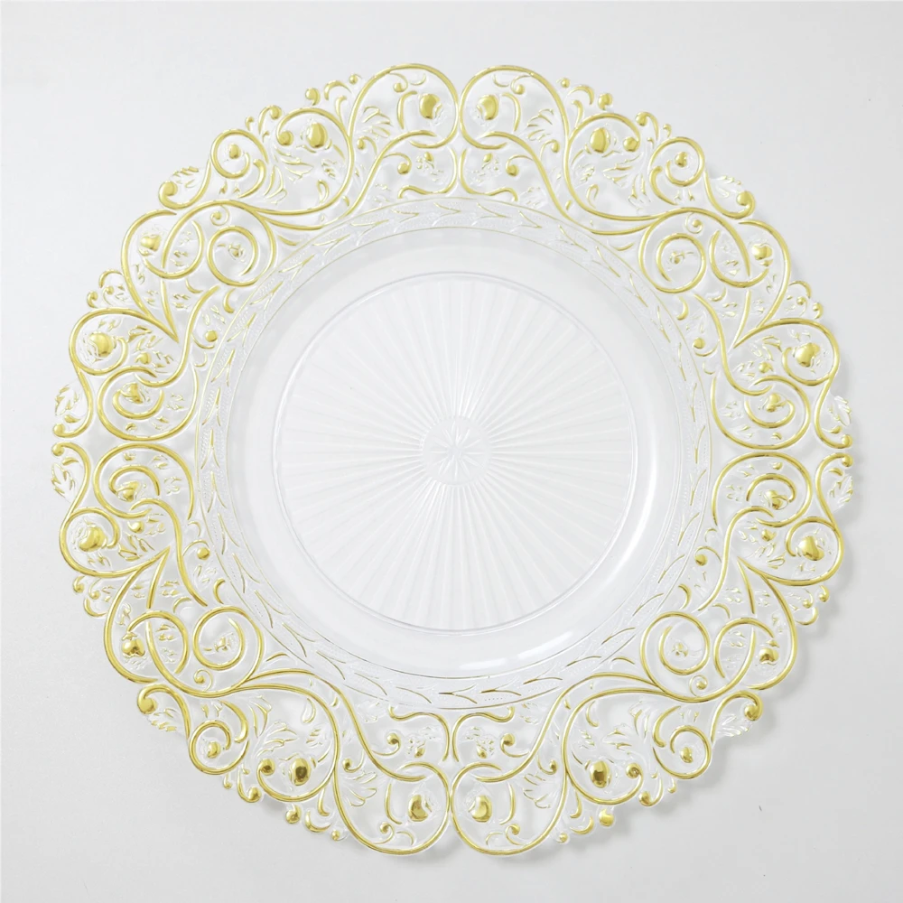 100PCS Round Charger Plate 13Inche Plastic Decorative Dining Dinner Serving Wedding Christmas Decor Table Place Setting