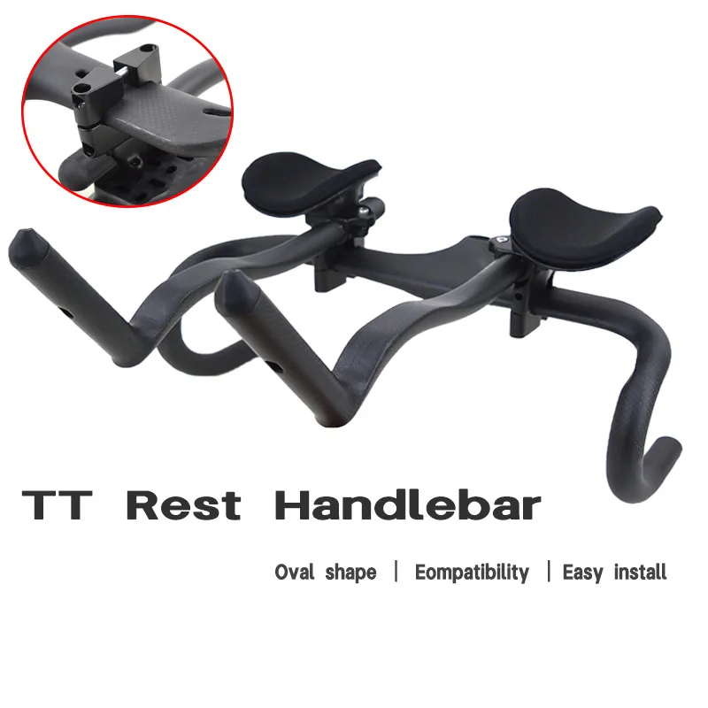 Manubrio da strada in carbonio Barra di riposo per bicicletta Clip per manubrio TT su barra Aero Manubrio in carbonio da corsa per bici 30 ° /45 °   Maniglie per triathlon