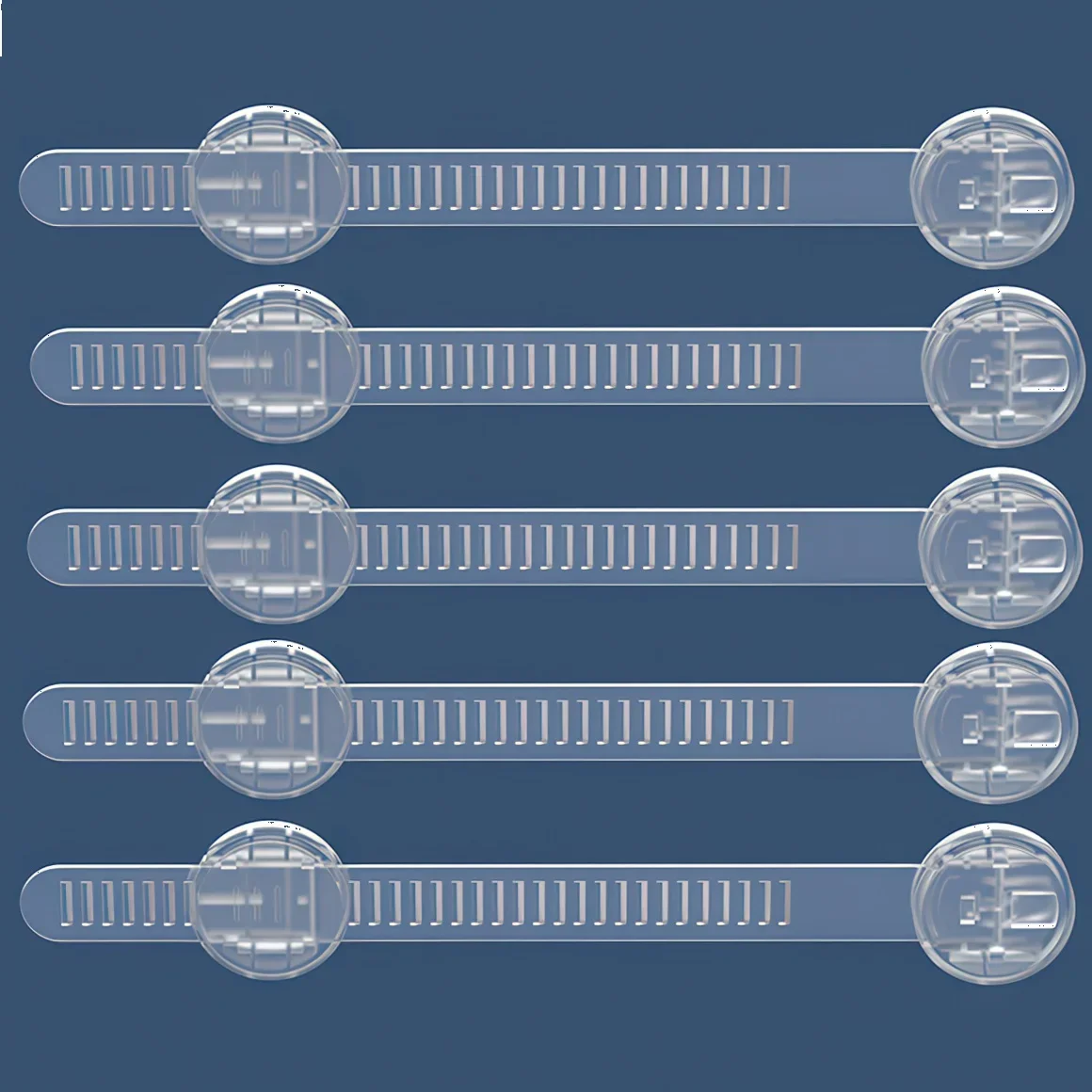 自己粘着性のマルチアングルセーフティロック,透明なストリップバックル,引き出し,冷蔵庫,キャビネット,トイレ,パンチなし,赤ちゃんの安全性,5個