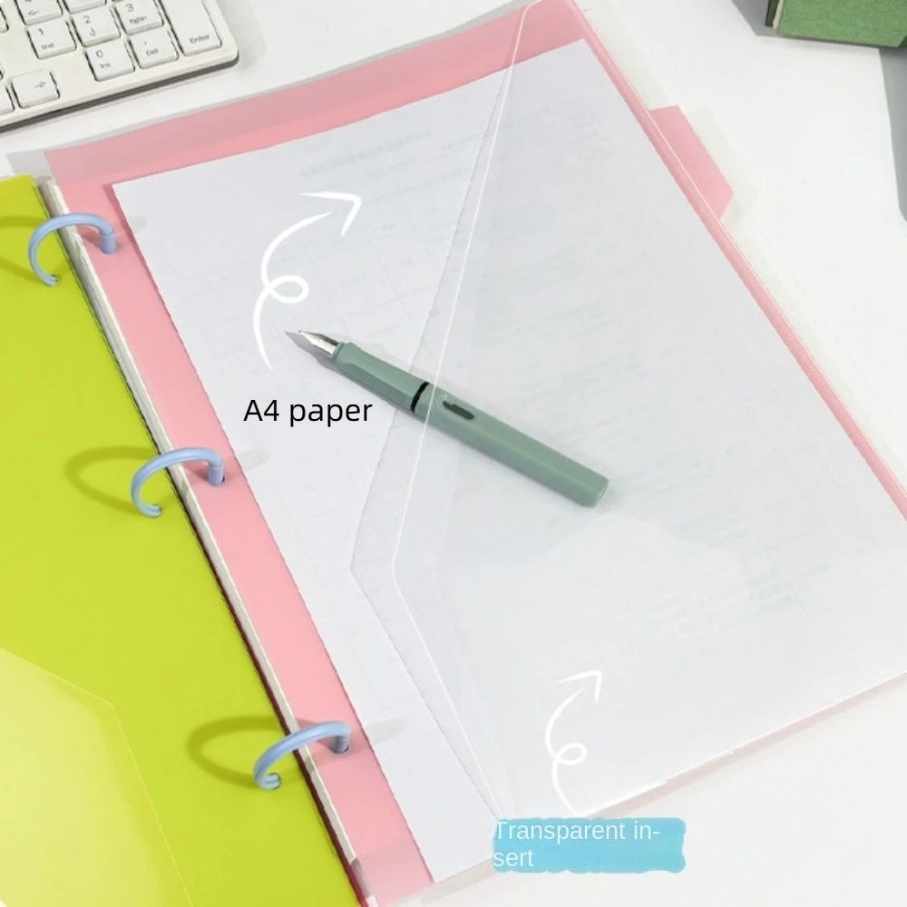 5Pcs Document Organizer Index Page Folders Colored Labels 3 Holes Binder Dividers Pockets Wear-Resistant Separator File Folders