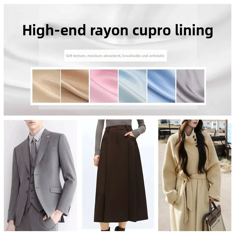 

Lining Fabric By The Meter for Clothing Coats Suits Skirts Down Jacket Sewing Soft Breathable Anti-static Cloth White Pink Blue