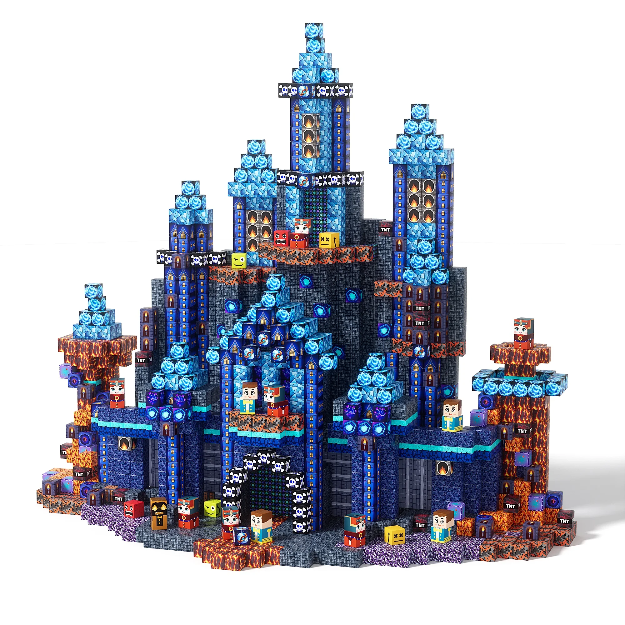 

Магнитные плитки Blue Prince Castle, 200 шт., развивающие игрушки Монтессори STEM для мальчиков 3–8 лет, строительные блоки для творческой и сенсорной игры