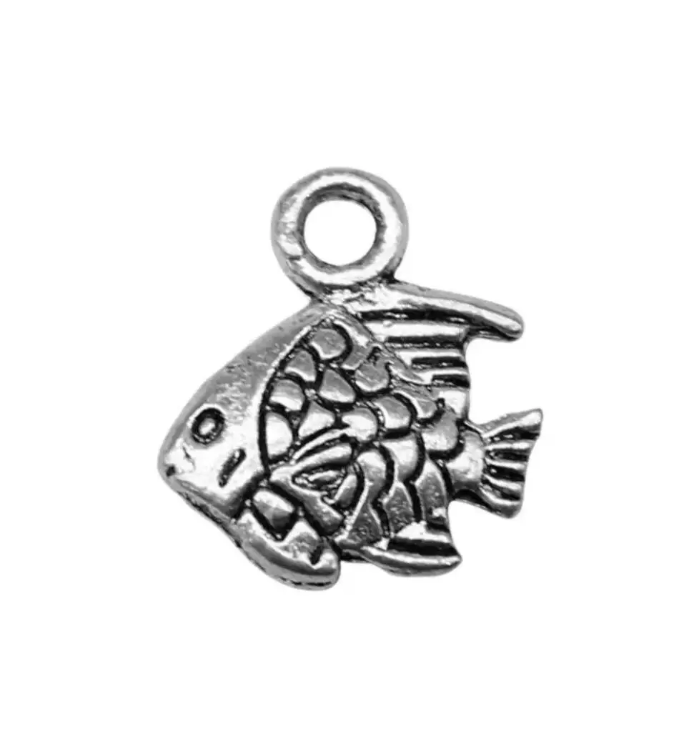 

25pcs 10x9mm Zinc alloy metal tibetan silver color plated fish design pendants T0001