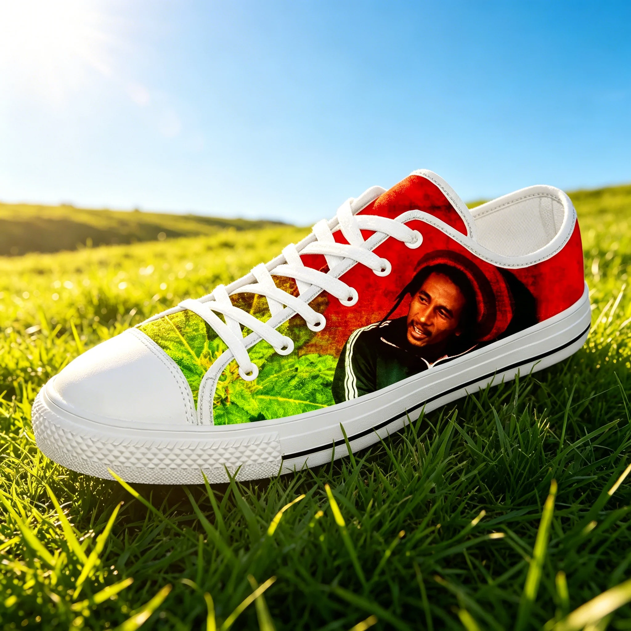 

Bob Marley Reggae Culture All-over Print Low Top Canvas Sneakers Unisex Lightweight Daily Shoes