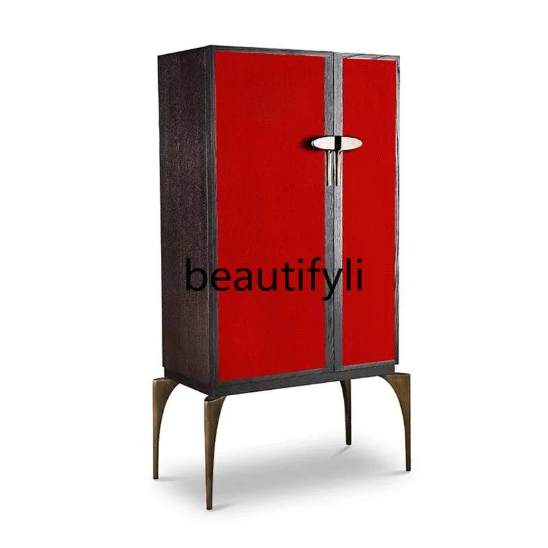 E182 Simple and modern solid wood, decorative cabinets, hotel clubhouse light luxury new Chinese high cabinet locker