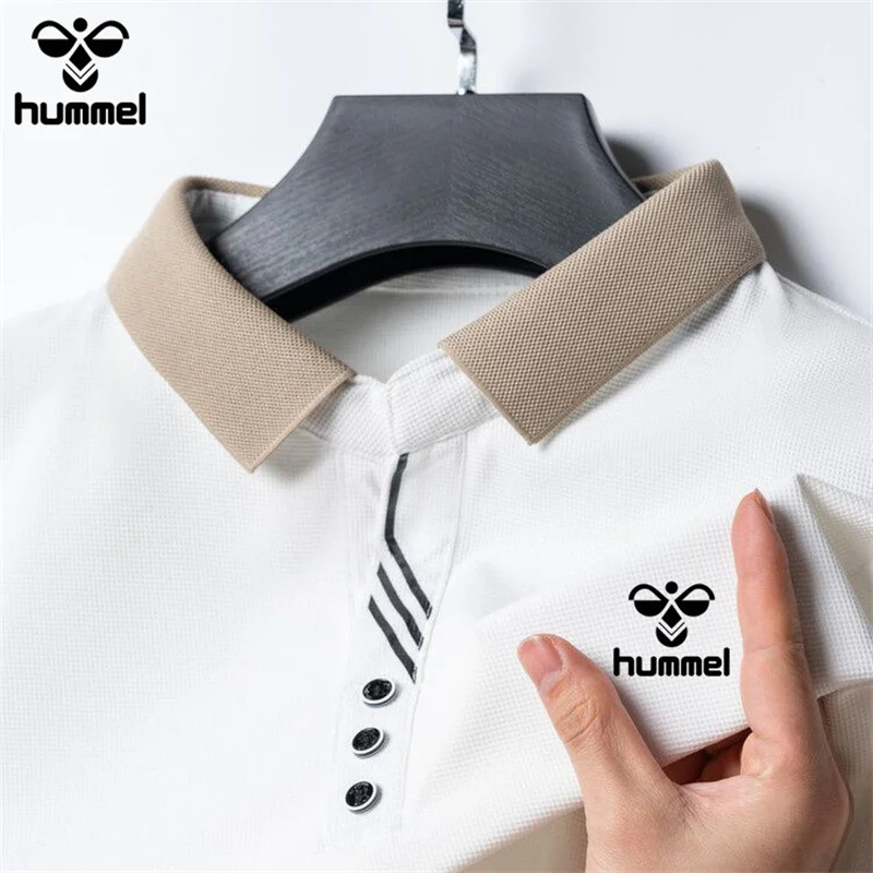 New Luxury Brand HUMMEL Fashion Men's Trend POLO Business Casual Golf Men's Short Sleeve T-shirt POLO Long Sleeve Top