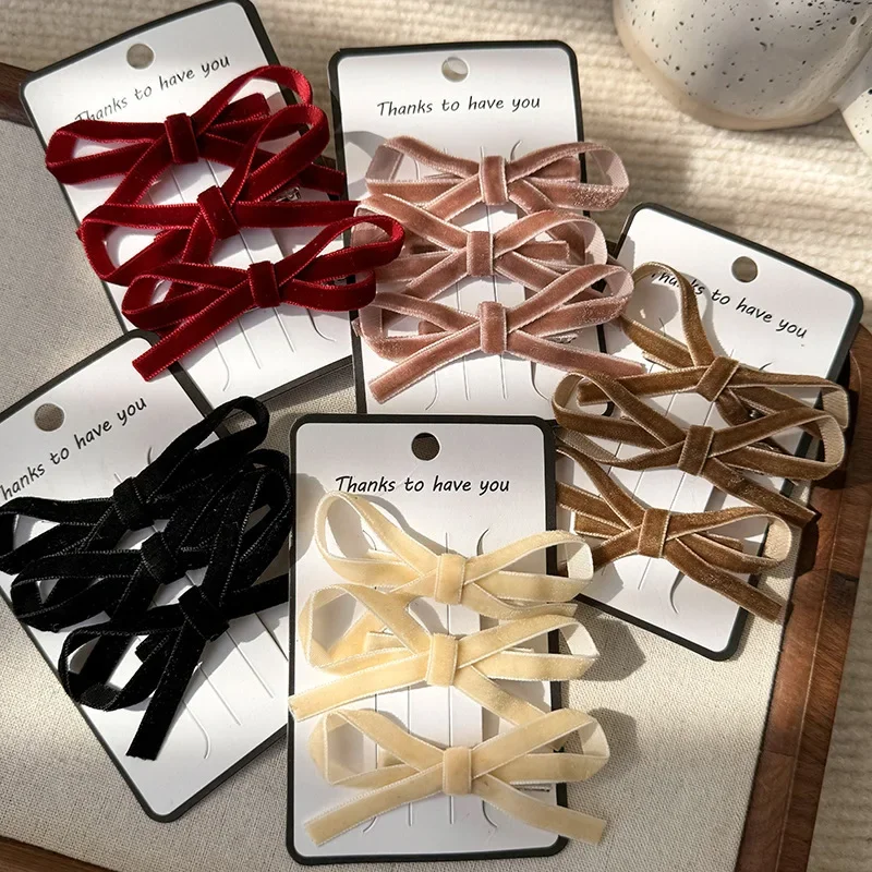 

3pcs/set Velvet Bowknot Hair Clips for Sweet Girls Cute Barrettes Hairpins Fashion Women Hair Accessories Hairgrips Headwear