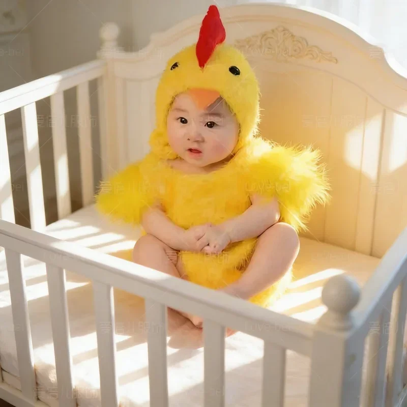 Chicken Theme Newborn Photography Costume Baby 100 Days Old Outfit Studio Creative Art Photo Shooting Props Clothing for Kids