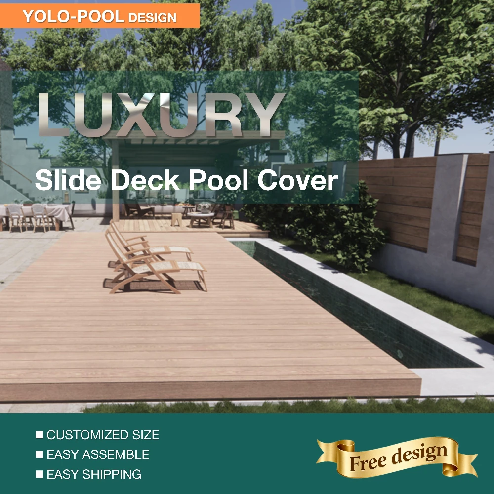 Electric Retractable Pool Cover Stainless Steel, Smart Control Waterproof Motorized Auto Cover with Anti-Slip Deck for Villa