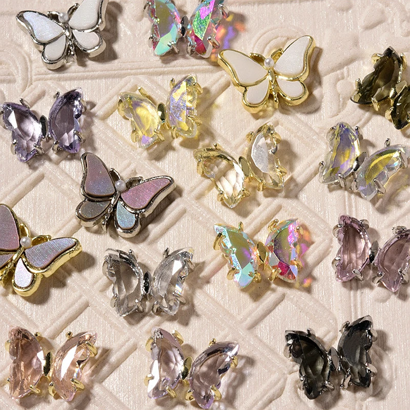 

10PCS 3D Crystal Butterfly Nail Art Charms Gem Jewelry Parts Accessories For Manicure Decor Nails Decoration Supplies Material