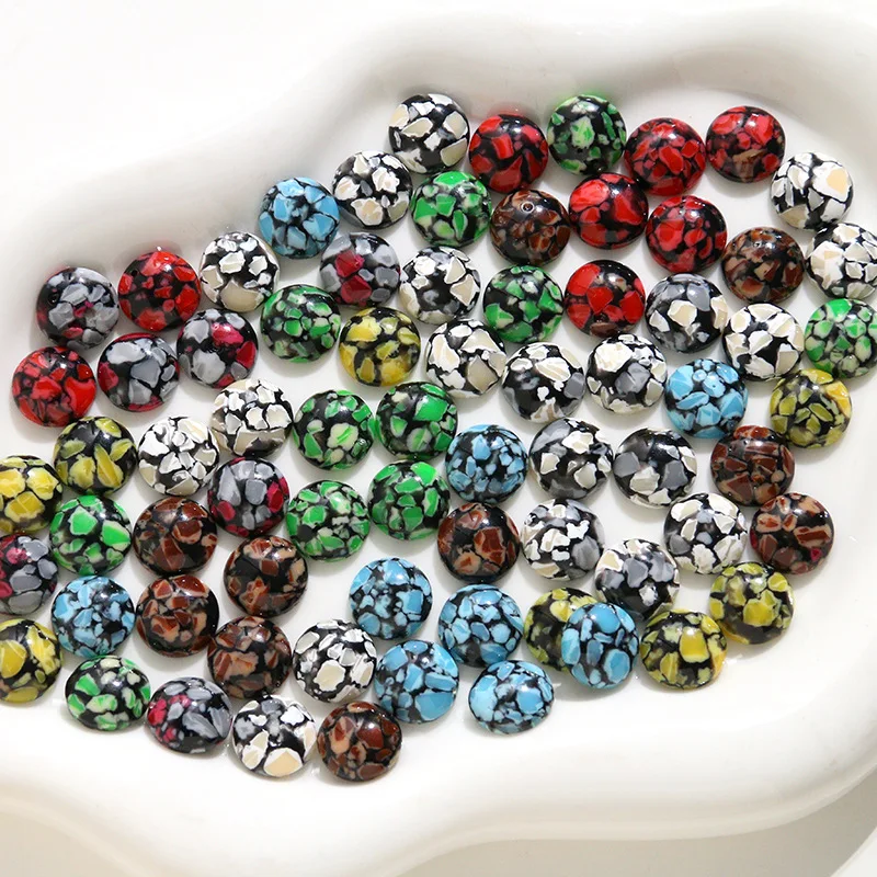 New Chinese Style 12mm Imitation Stone Round Resin Half Dome Patches, DIY Earrings Studs Phone Case Craft Accessories
