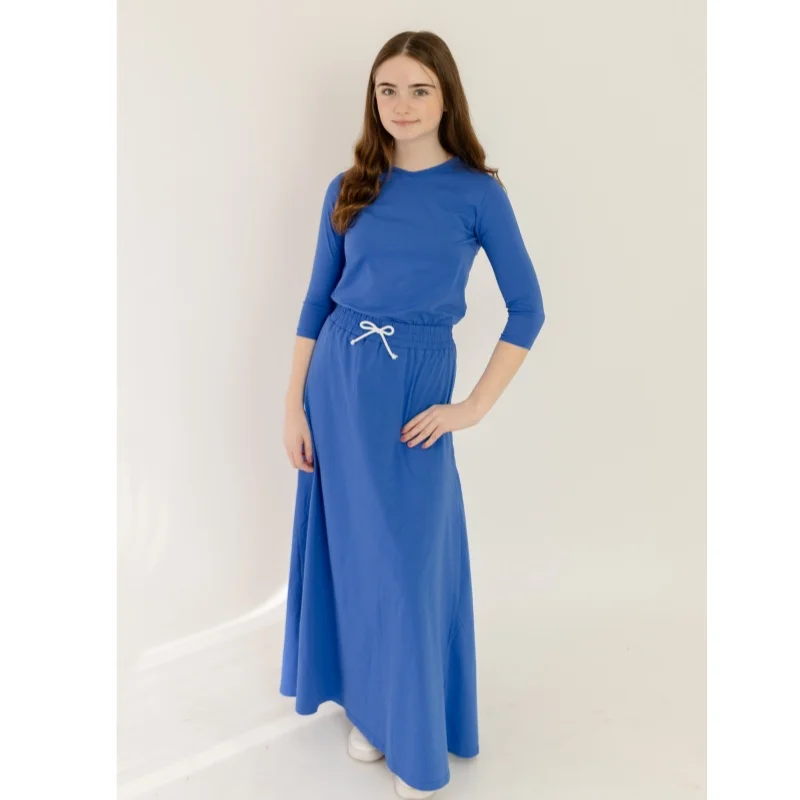 Ap 2025 printemps été coton bleu marine solide vêtements de sport garçons filles mode famille correspondant vêtements robe ensemble