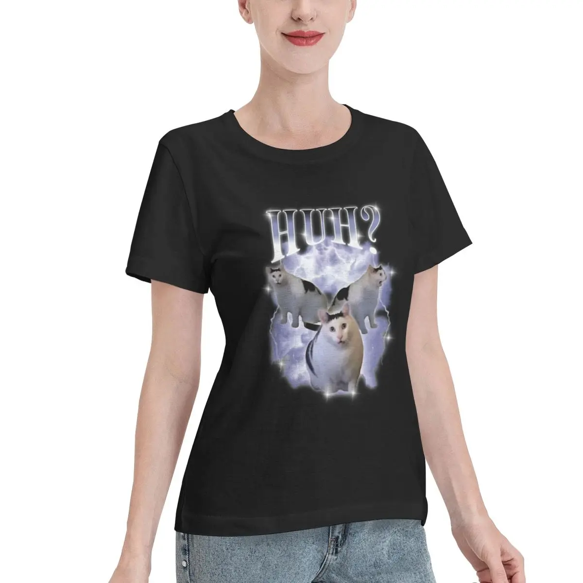 Great Deal Huh Cat Chonky Ben Meme 90s Bootleg Vintage Women's T-shirt Soft Girl Female Casual Tshirt