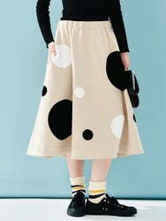 IMAKOKONI Plush Polka Dot Versatile Skirt, Mid-length, Air Layer, Autumn, Winter, 244916